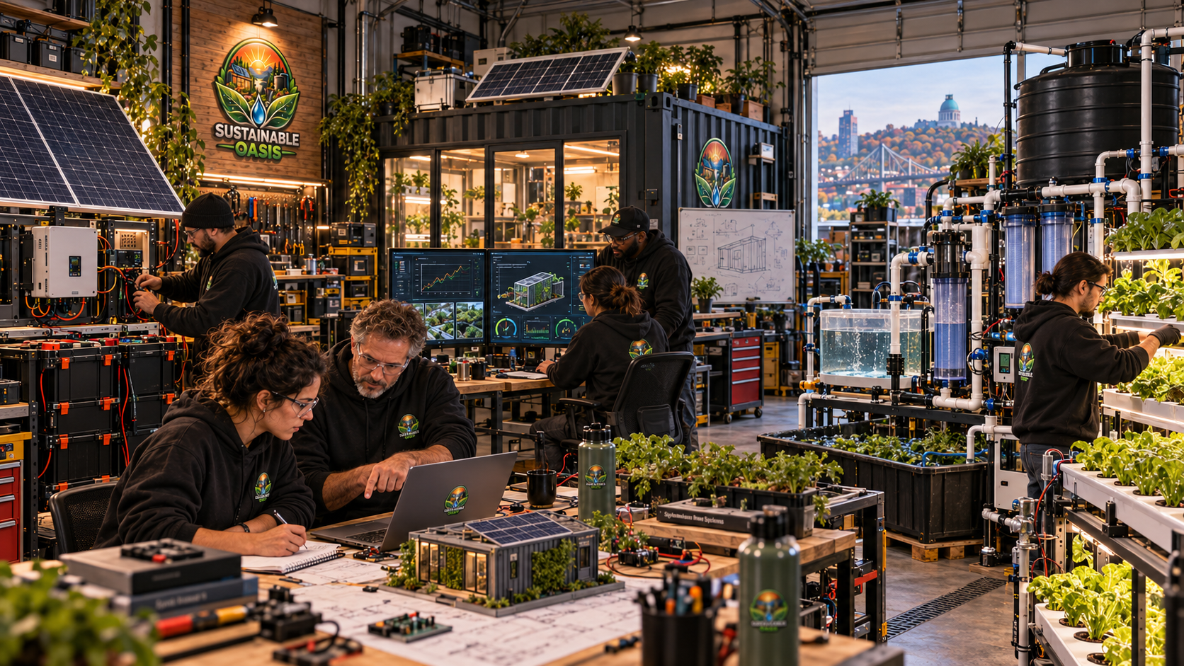 Sustainable Oasis energy, water, food and automation research systems
